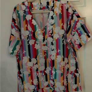 Crosby Vibrant Striped Floral Blouse